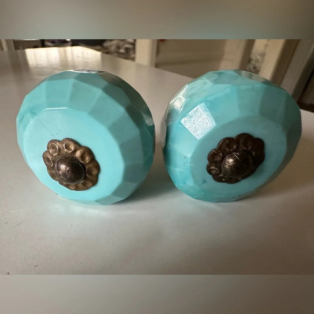 Anthropologie Ceramic Knobs in color Turquoise Set 2 - Picture 1 of 7